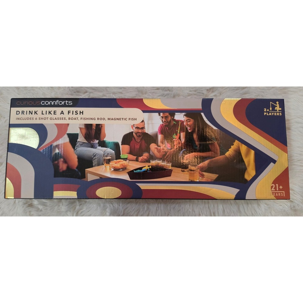 NIB Curious Comforts Drink Like A Fish Magnetic Fishing Party Drinking Game